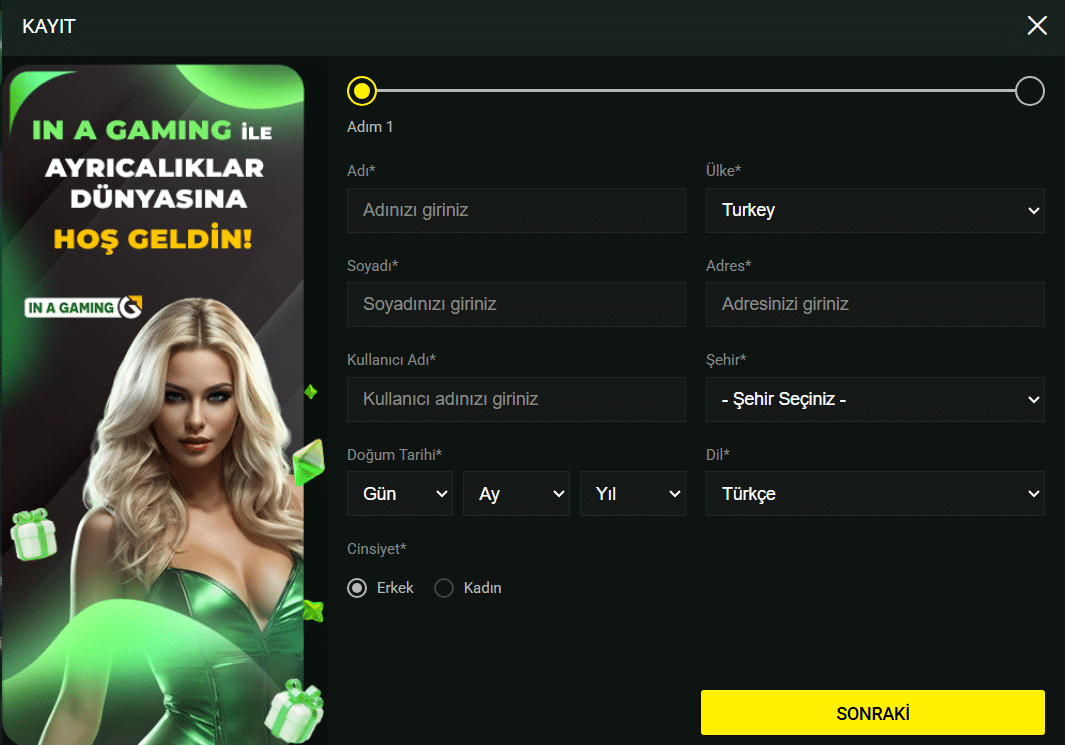 İnagaming Üyelik İşlemleri